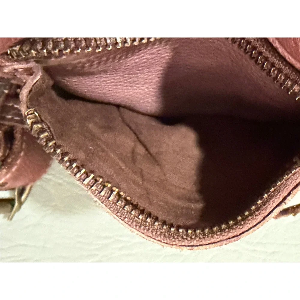 Free People Leather Crossbody Bag Womens Small Brown Utility Multi Pocket Boho